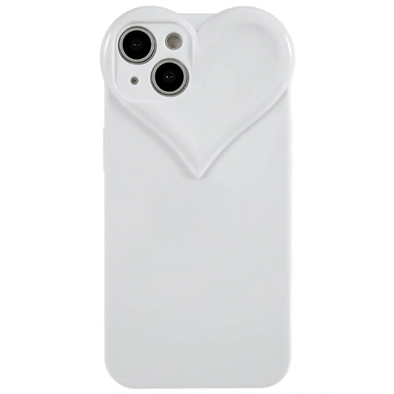 Kryt na iPhone 15 gumový Srdce bílý