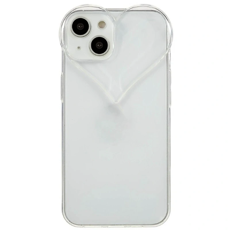 Kryt na iPhone 15 gumový Srdce čirý