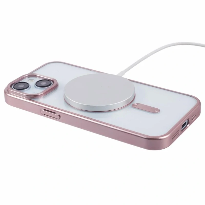 Kryt na iPhone 15 s podporou MagSafe růžový
