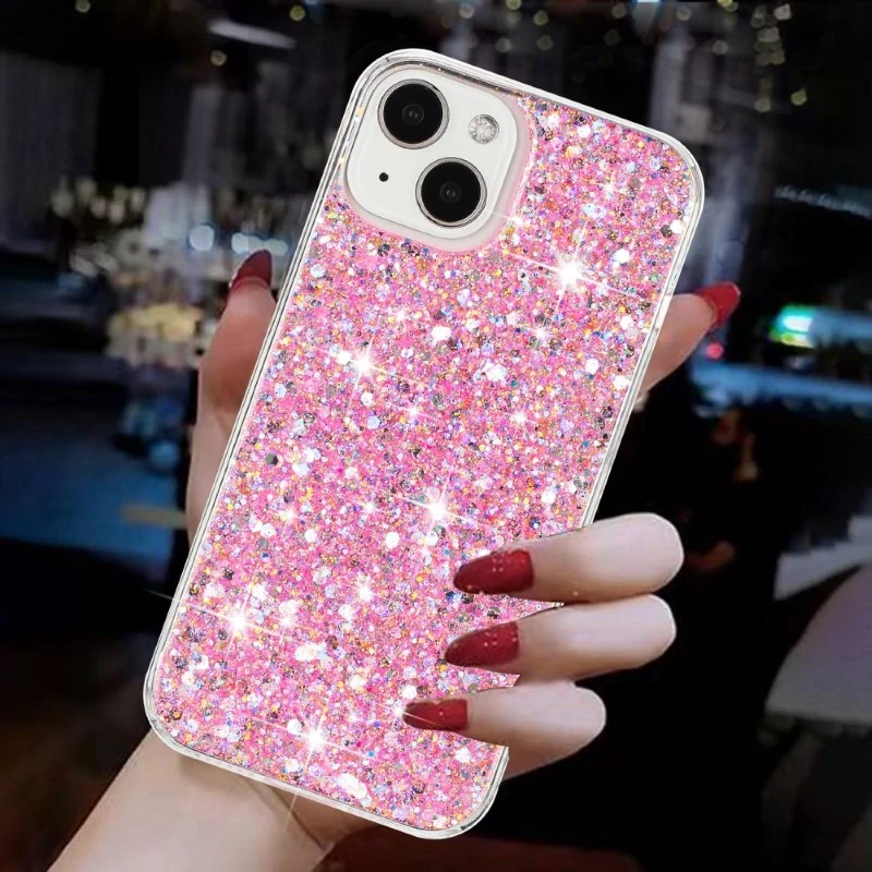 Kryt na iPhone 15 třpytivý růžový