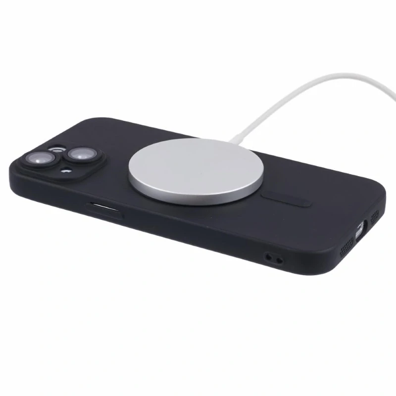 Kryt na iPhone 15 gumový Slim s podporou Magsafe černý