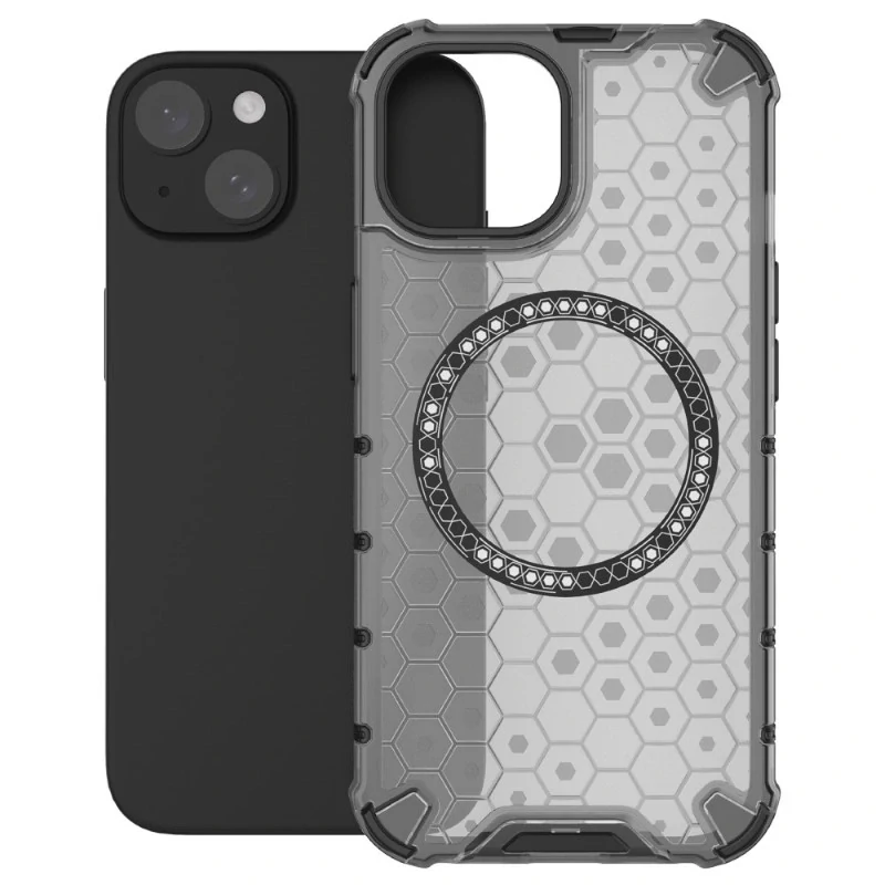 Kryt na iPhone 15 odolný Honeycomb  s podporou Magsafe černý