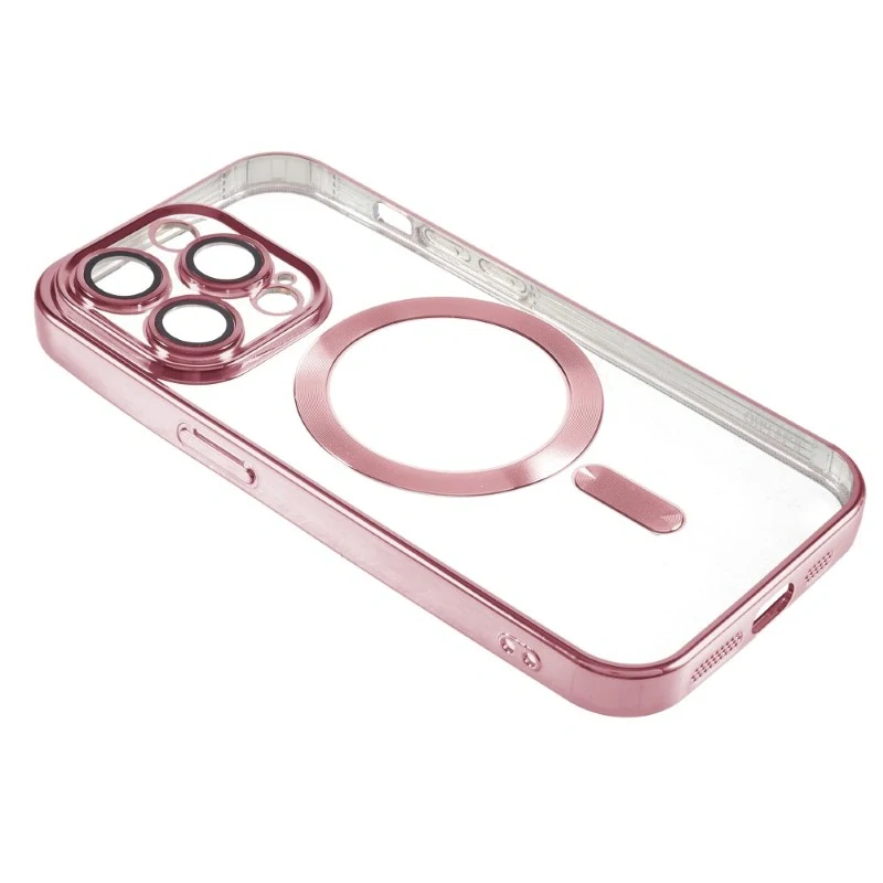 Kryt na iPhone 15 Pro gumový s podporou MagSafe růžový