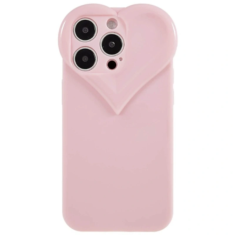Kryt na iPhone 15 Pro gumový Srdce světle růžový
