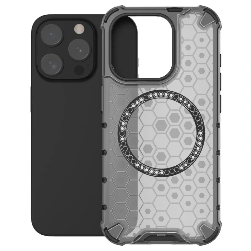 Kryt na iPhone 15 Pro odolný Honeycomb s podporou Magsafe černý