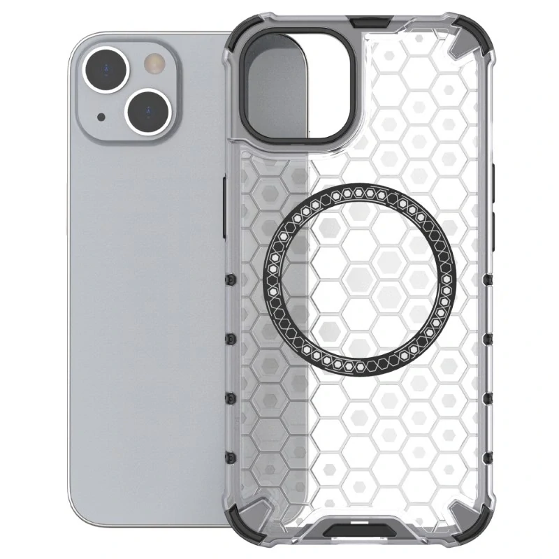 Kryt na iPhone 13 odolný Honeycomb s podporou Magsafe čirý