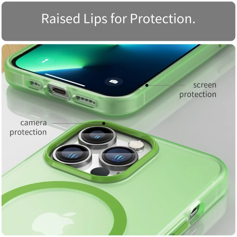 Kryt na iPhone 13 Pro gumový Candy (podpora MagSafe) zelený