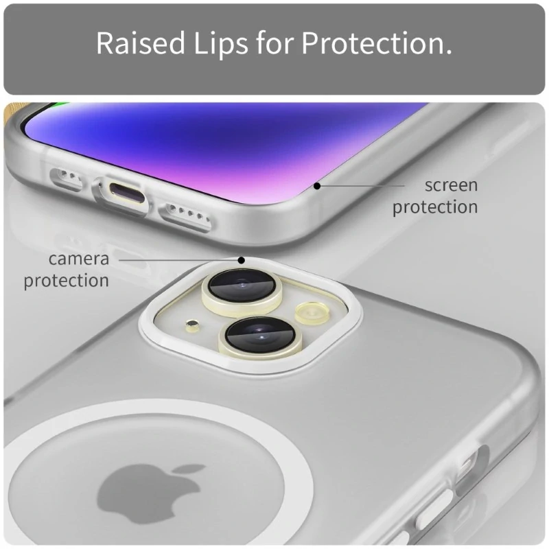 Kryt na iPhone 14 gumový Candy (podpora MagSafe) bílý