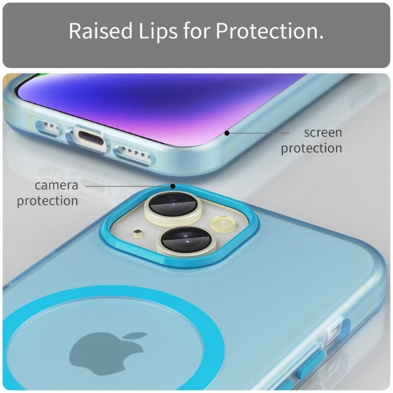 Kryt na iPhone 14 gumový Candy (podpora MagSafe) modrý