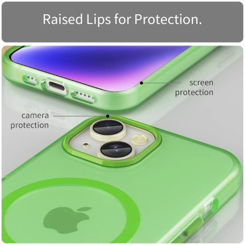 Kryt na iPhone 14 gumový Candy (podpora MagSafe) zelený