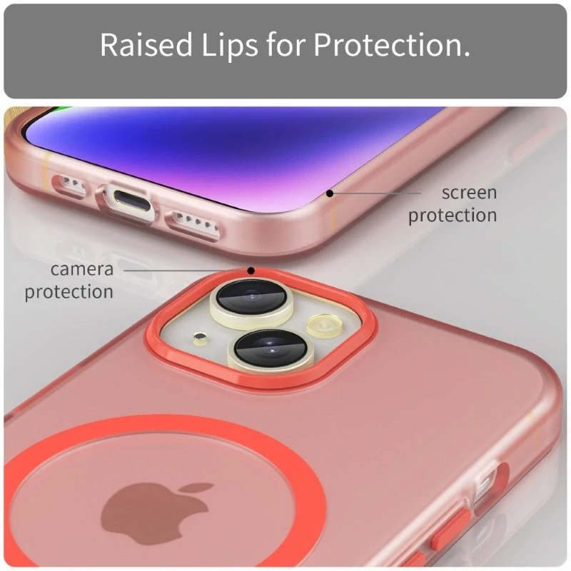 Kryt na iPhone 14 gumový Candy (podpora MagSafe) červený