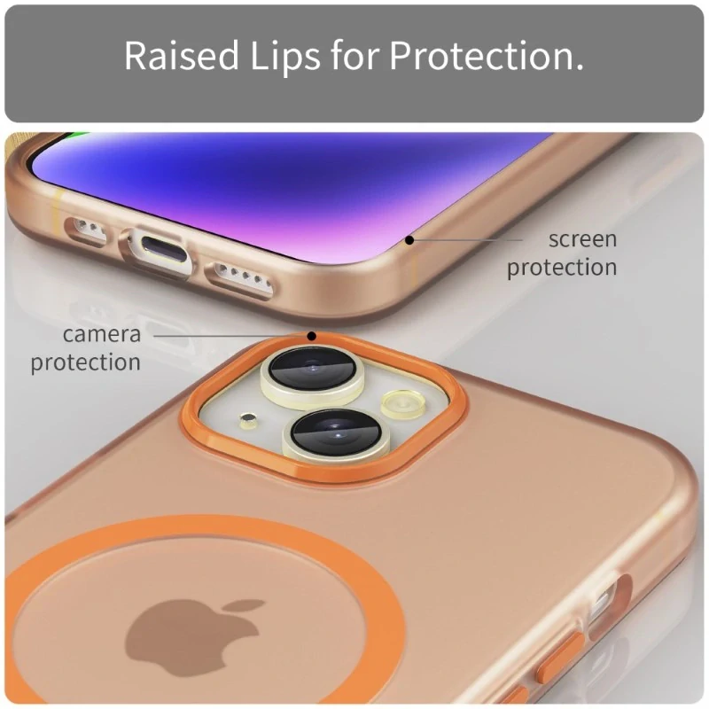 Kryt na iPhone 14 gumový Candy (podpora MagSafe) oranžový