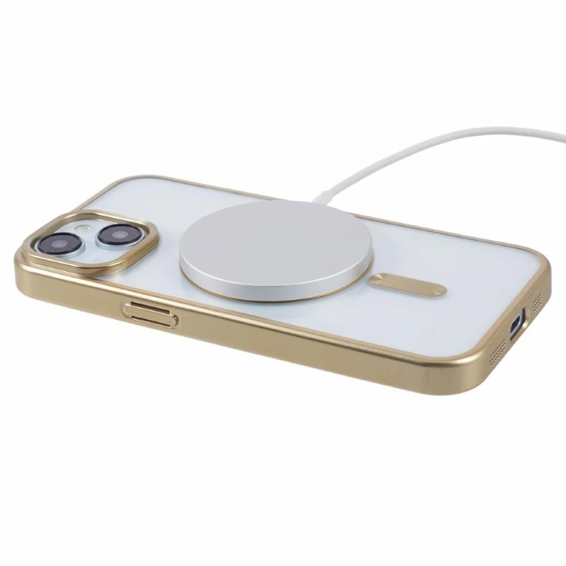 Kryt na iPhone 14 gumový s podporou MagSafe zlatý