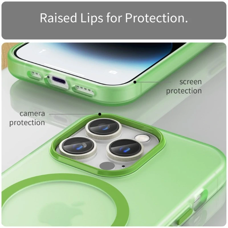 Kryt na iPhone 14 Pro gumový Candy (podpora MagSafe) zelený