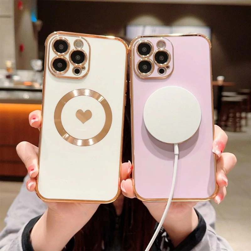 Kryt na iPhone 14 Pro Srdíčko s podporou MagSafe růžový