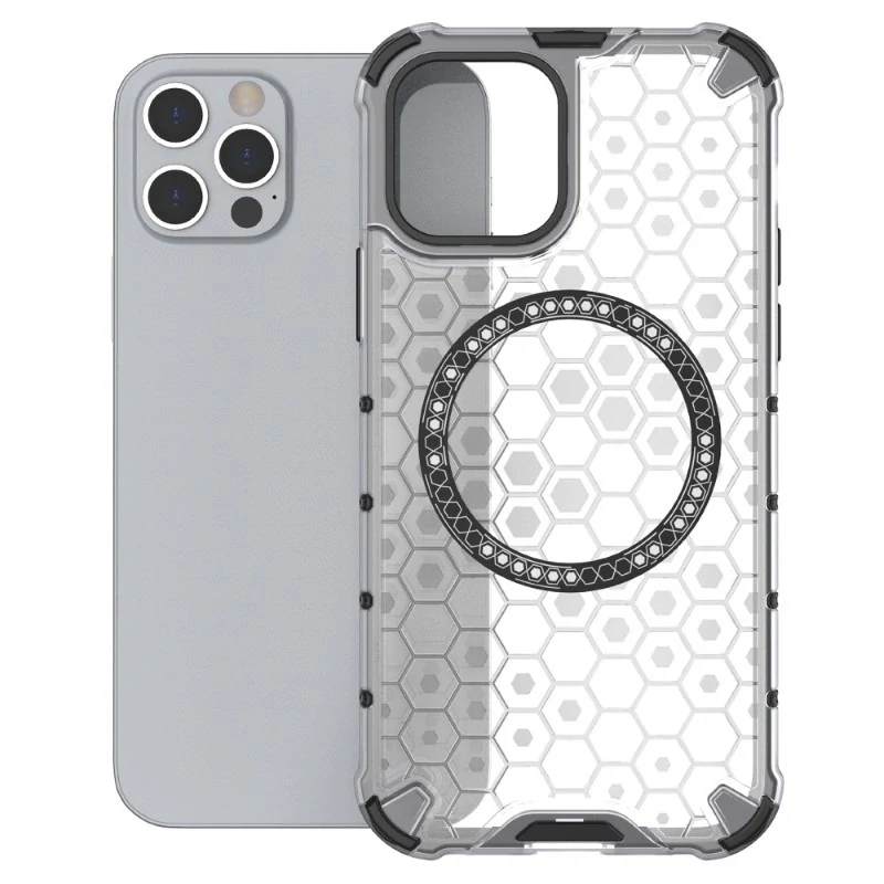 Kryt na iPhone 12 / 12 Pro odolný Honeycomb s podporou Magsafe čirý