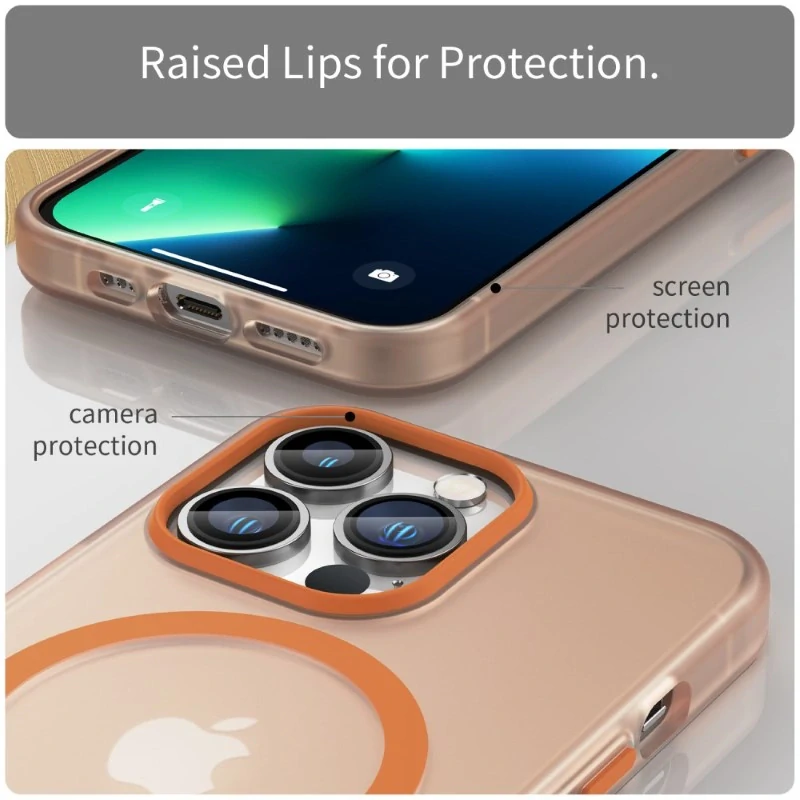 Kryt na iPhone 13 Pro Max gumový Candy (podpora MagSafe) oranžový