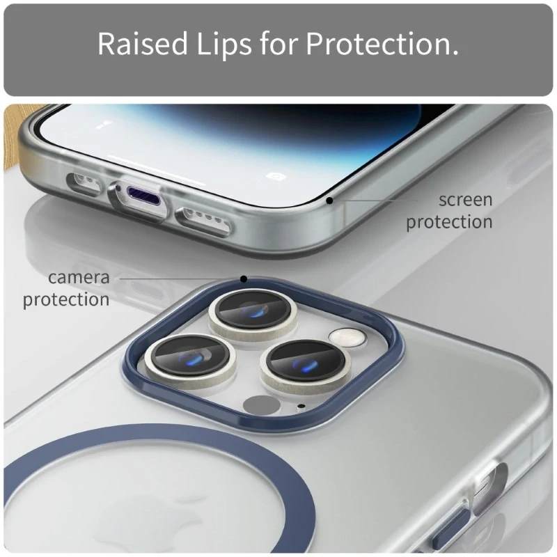 Kryt na iPhone 14 Pro Max gumový Candy (podpora MagSafe) tmavě modrý