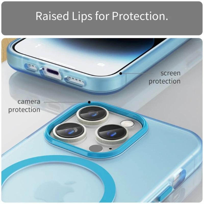 Kryt na iPhone 14 Pro Max gumový Candy (podpora MagSafe) modrý
