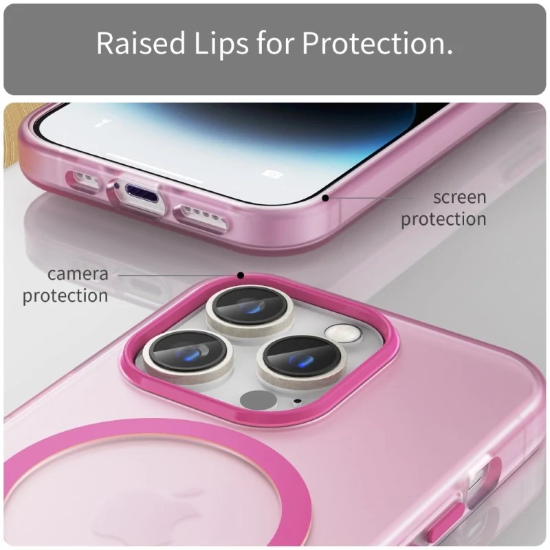 Kryt na iPhone 14 Pro Max gumový Candy (podpora MagSafe) růžový