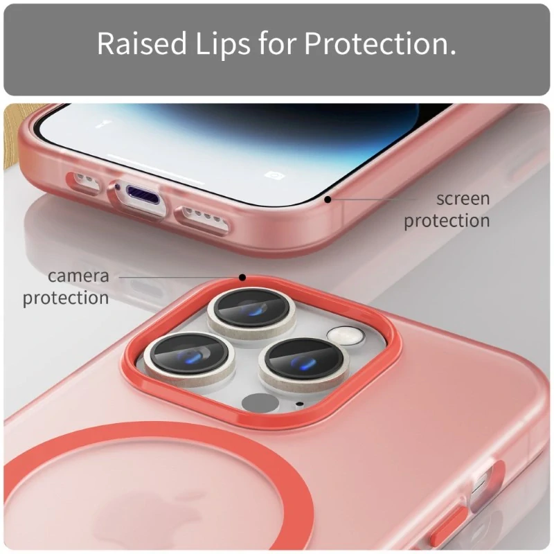 Kryt na iPhone 14 Pro Max gumový Candy (podpora MagSafe) červený