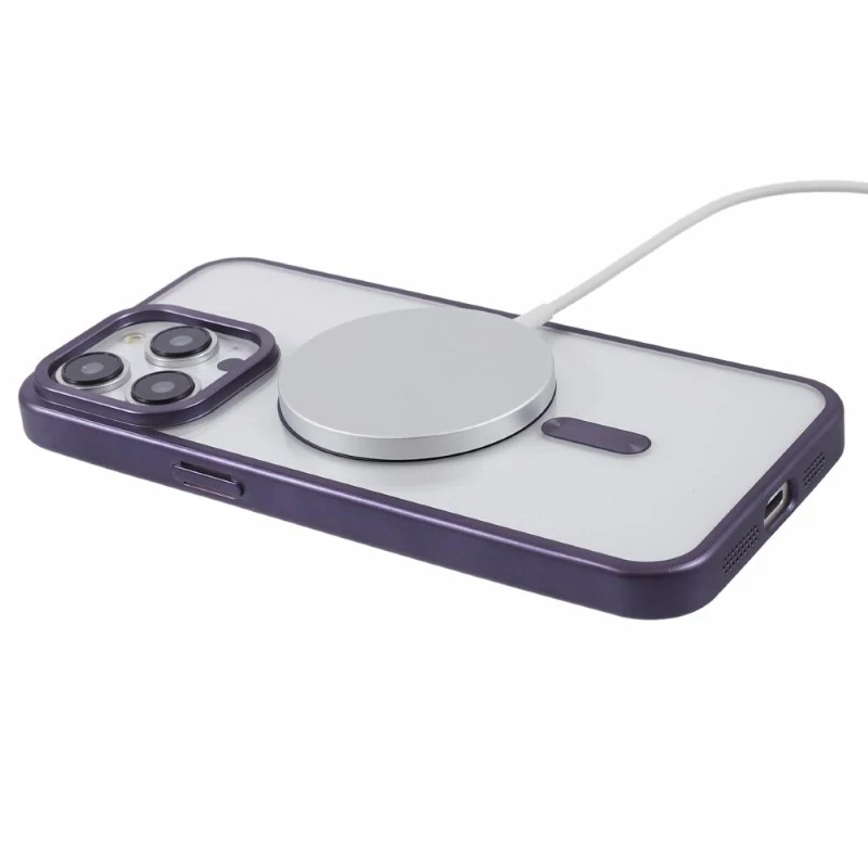 Kryt na iPhone 14 Pro Max gumový s podporou MagSafe fialový