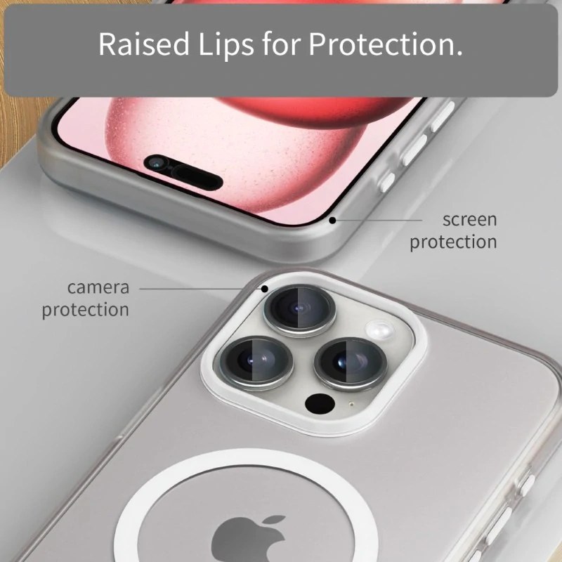Kryt na iPhone 15 Pro Max gumový Candy (podpora MagSafe) bílý