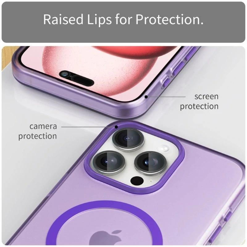 Kryt na iPhone 15 Pro Max gumový Candy (podpora MagSafe) fialový