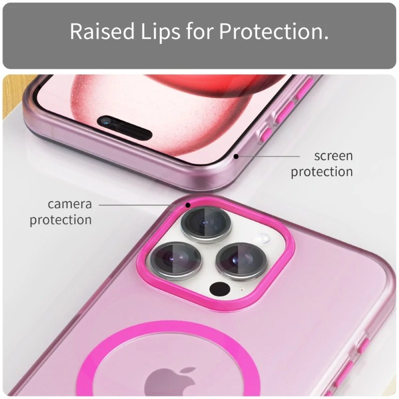 Kryt na iPhone 15 Pro Max gumový Candy (podpora MagSafe) růžový