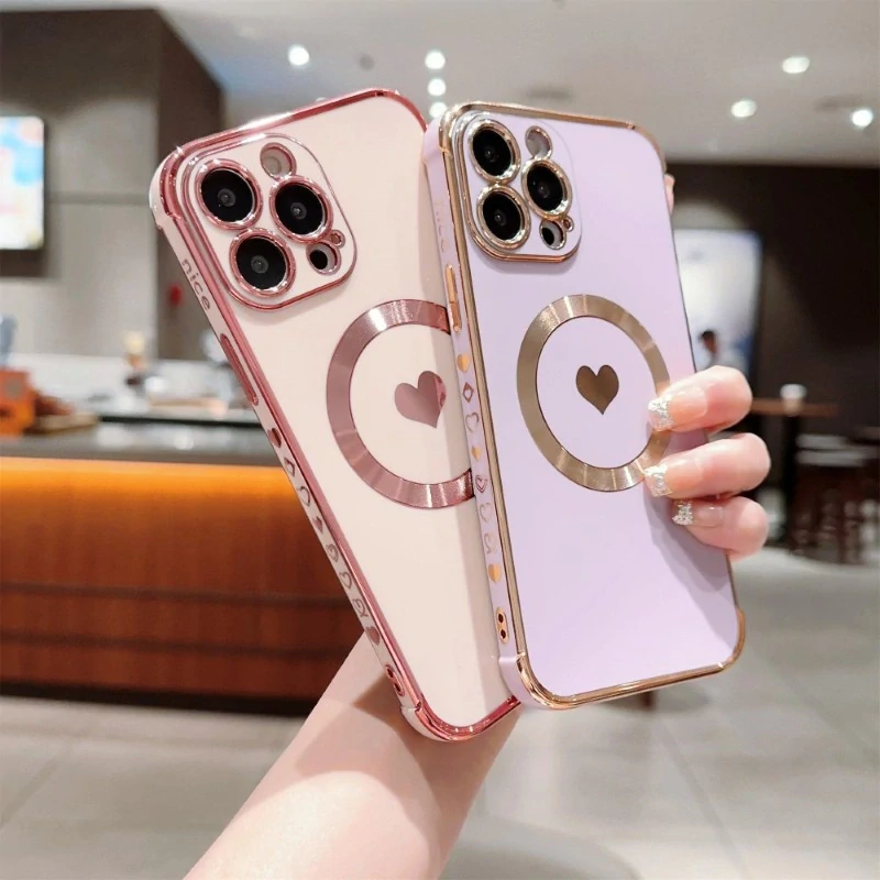 Kryt na iPhone 15 Pro Max Srdíčko s podporou MagSafe světle fialový