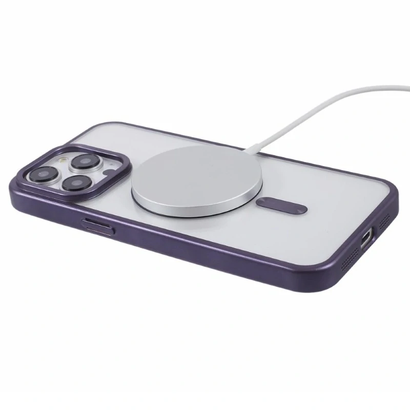 Kryt na iPhone 15 Pro Max gumový s podporou MagSafe fialový