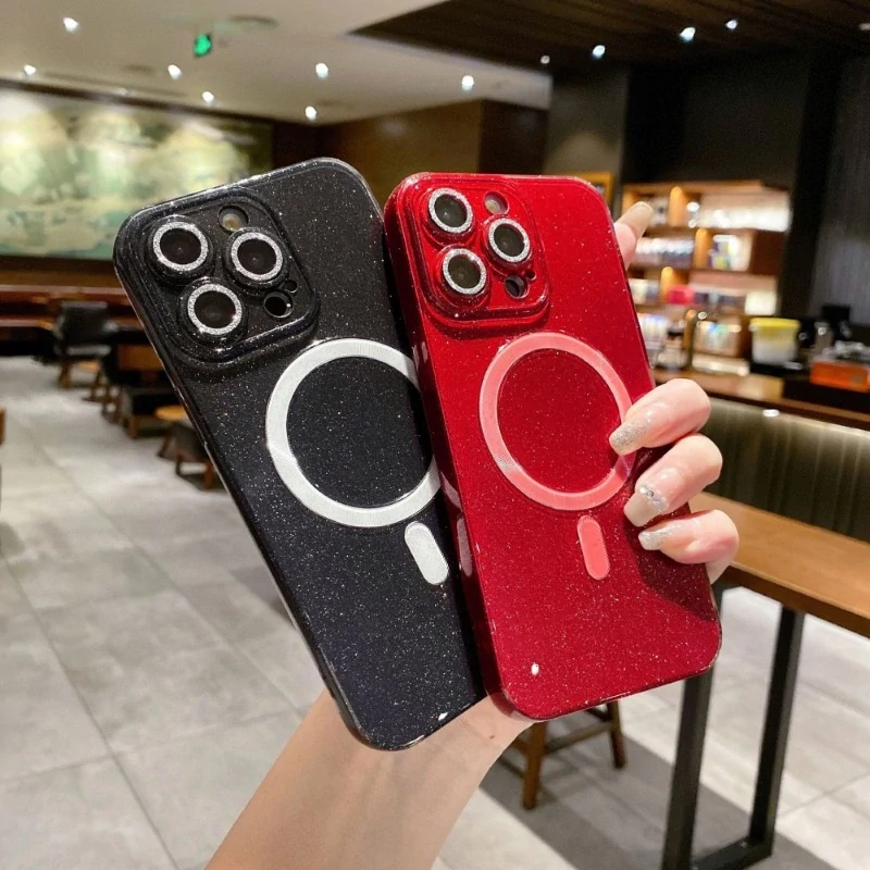Kryt na iPhone 15 Pro Max Glitter s podporou Magsafe růžový