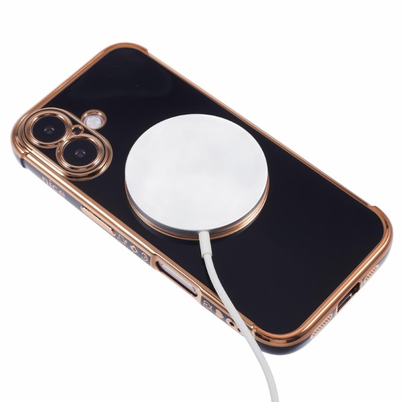 Kryt na iPhone 16 Srdíčko s podporou MagSafe černý