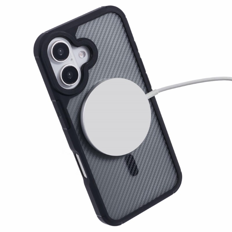 Kryt na iPhone 16 odolný Carbon s podporou Magsafe černý