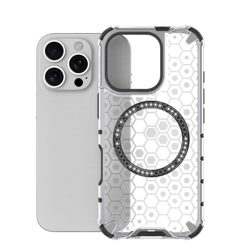Kryt na iPhone 16 Pro odolný Honeycomb s podporou Magsafe čirý
