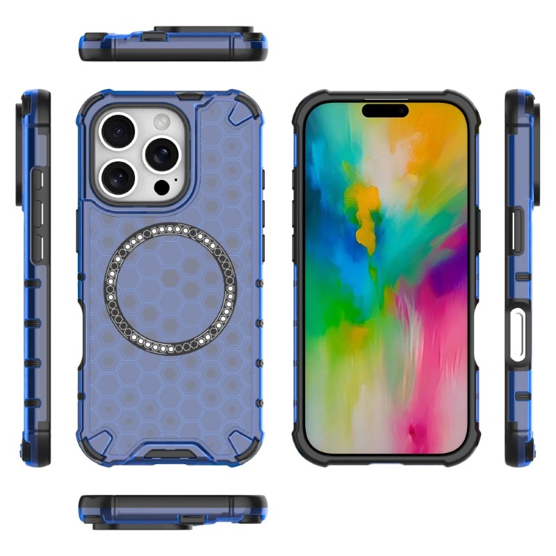 Kryt na iPhone 16 Pro Max odolný Honeycomb s podporou Magsafe modrý