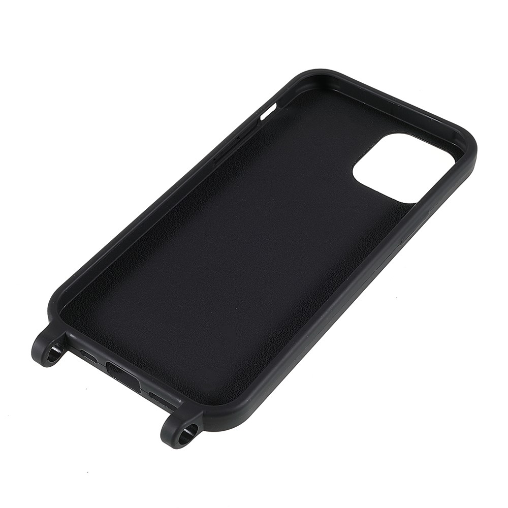 Kryt na iPhone 12 / 12 Pro gumový se šňůrkou na krk černý