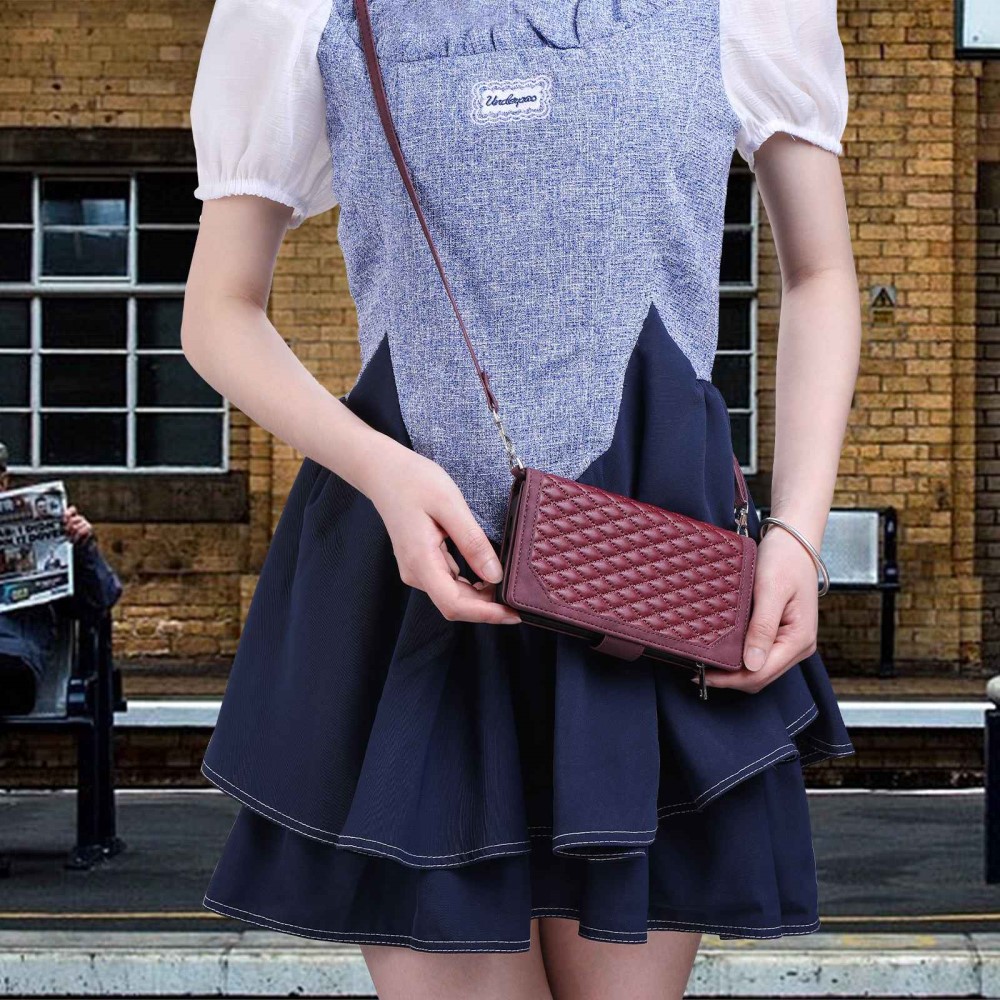 Pouzdro pro iPhone 14 Pro Max Luxury Double Layer vínové