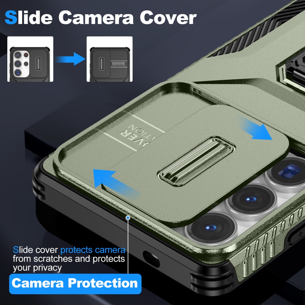 Kryt na Samsung Galaxy S25 Ultra odolný s krytkou na fotoaparát zelený