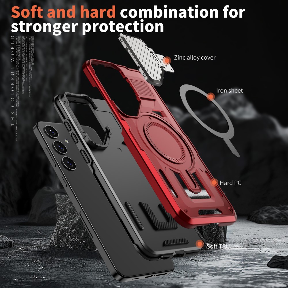 Kryt na Samsung Galaxy S25 s krytkou na fotoaparát červený