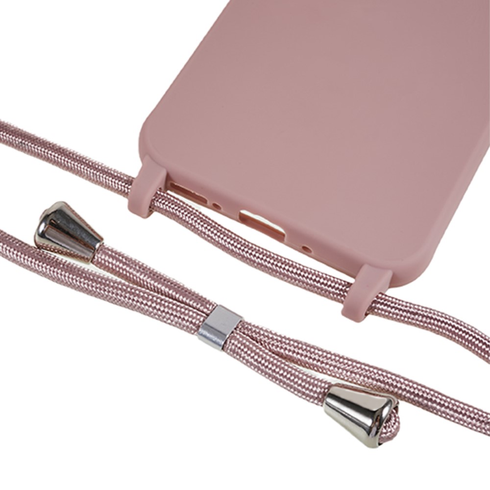 Kryt na Samsung Galaxy S25 gumový se šňůrkou na krk starorůžový