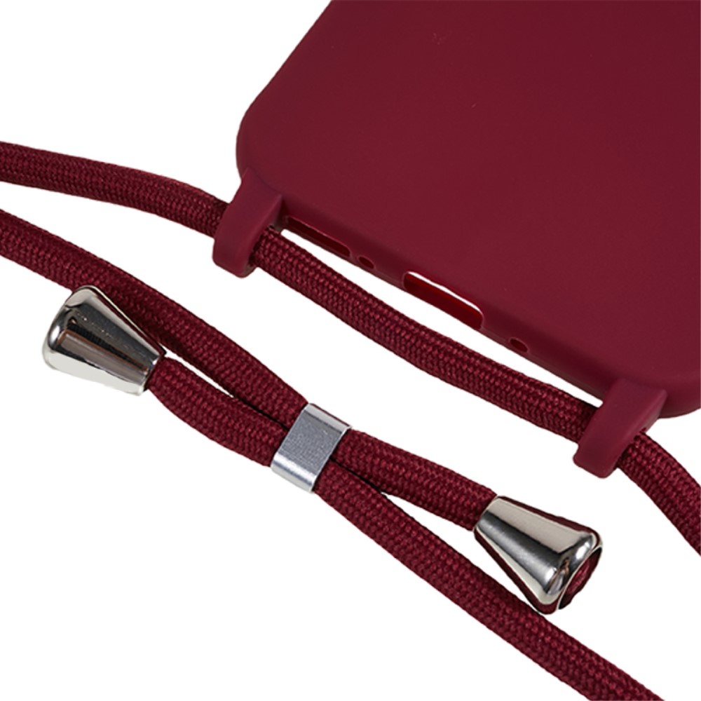 Kryt na Samsung Galaxy S25 gumový se šňůrkou na krk vínový