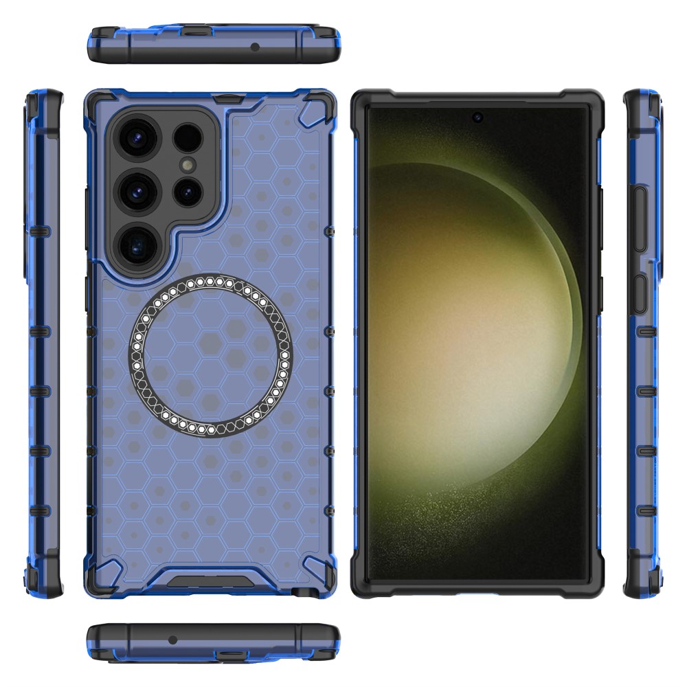 Kryt na Samsung Galaxy S23 Ultra odolný Honeycomb s podporou Magsafe modrý