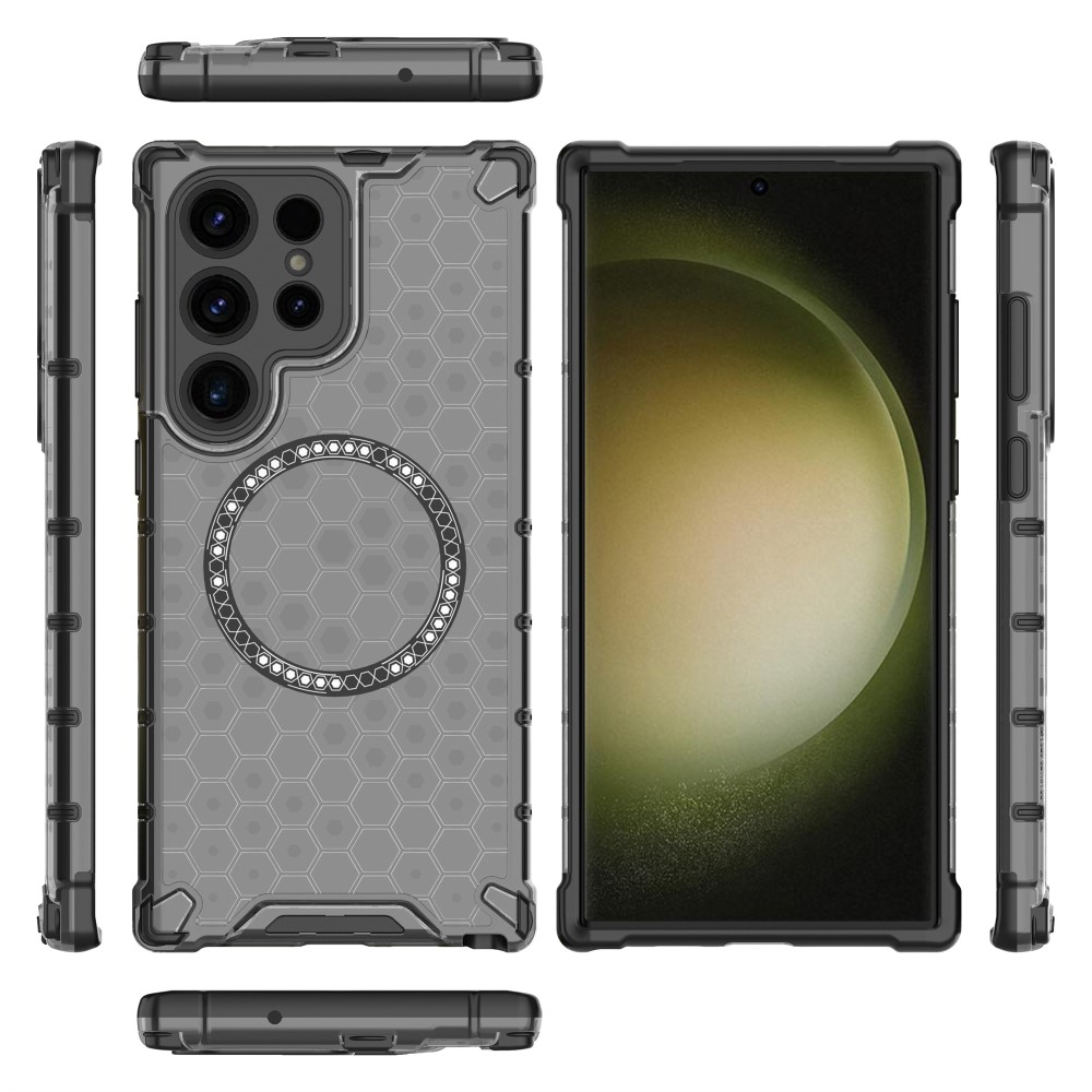 Kryt na Samsung Galaxy S23 Ultra odolný Honeycomb s podporou Magsafe šedý