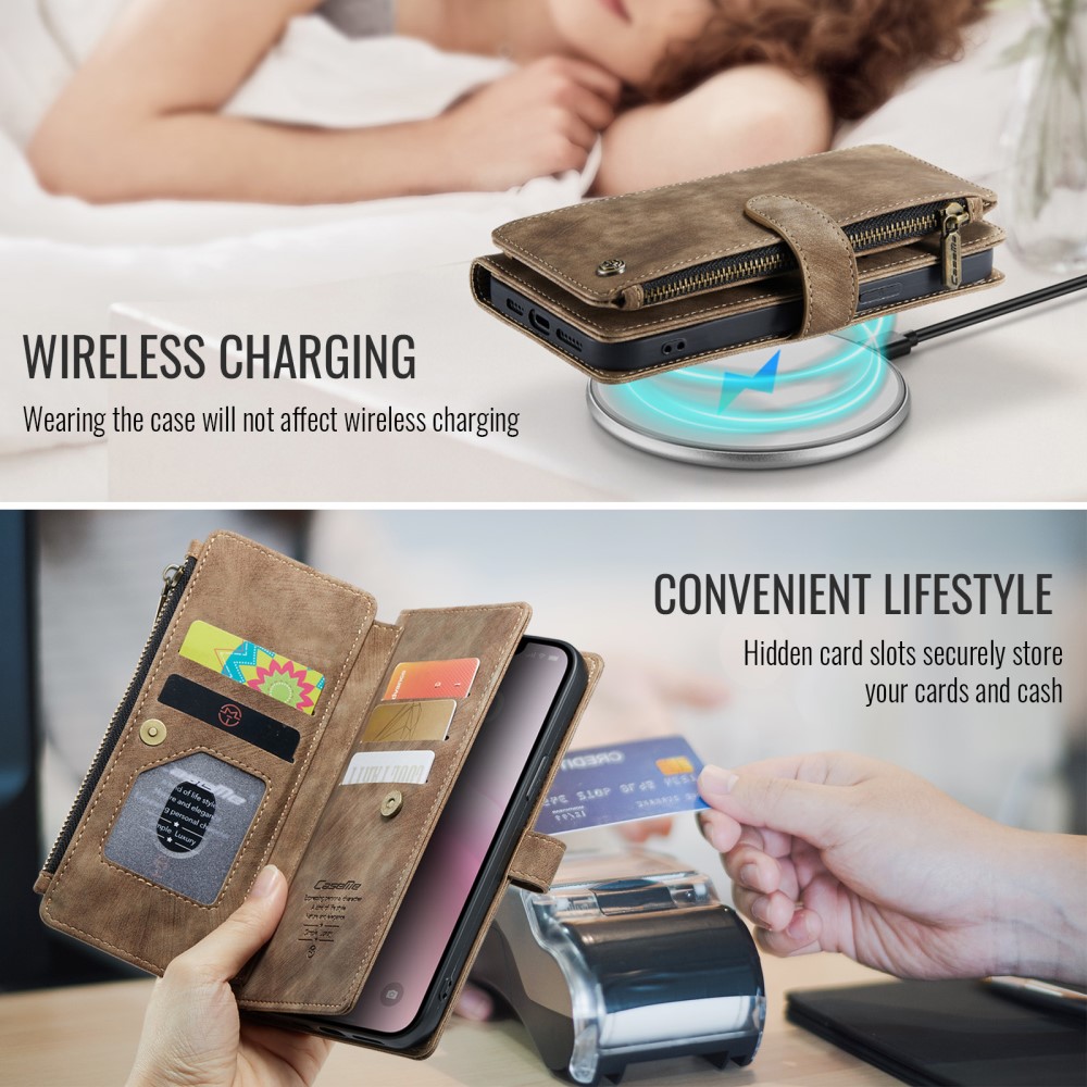 Pouzdro pro iPhone 16E CASEME Luxury Double Layer hnědé