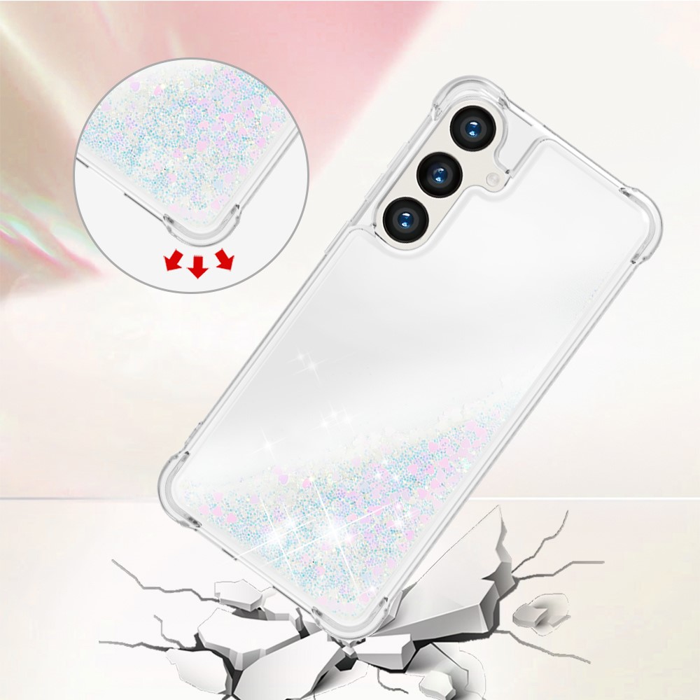Kryt na Samsung Galaxy S24 FE Srdíčko třpytivý světle stříbrný