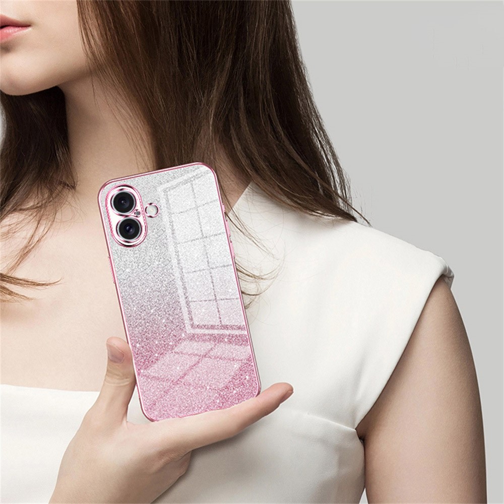 Kryt na iPhone 16 Plus gumový Glitter zlatý