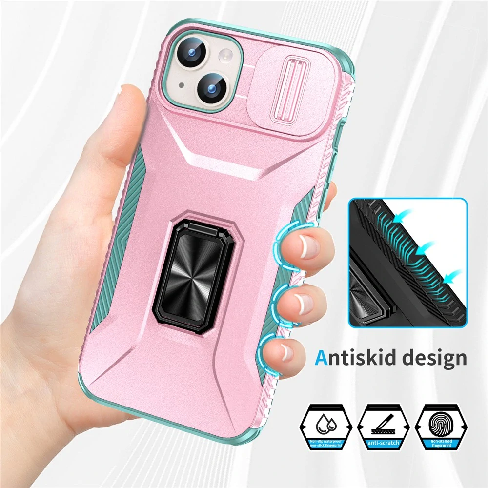 Kryt na iPhone 15 Plus odolný s krytkou na fotoaparát růžový