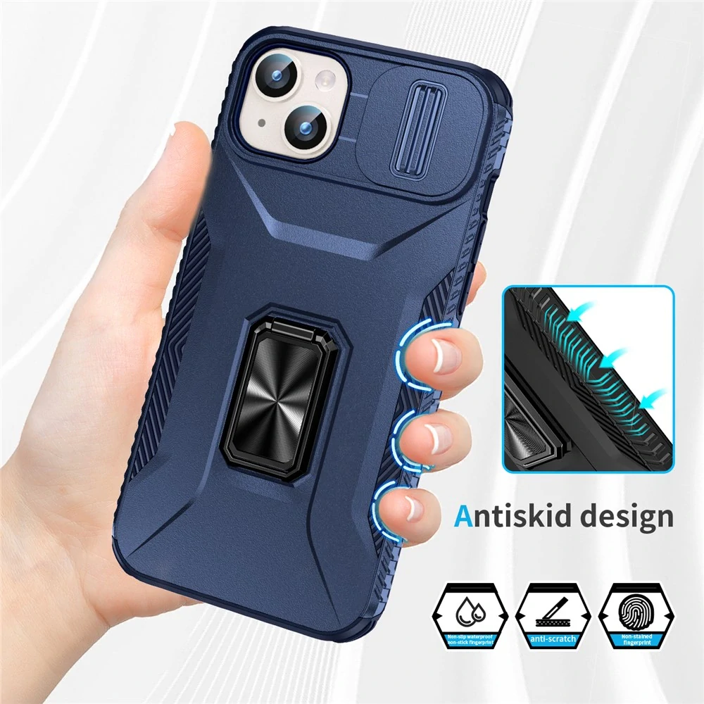 Kryt na iPhone 15 Plus odolný s krytkou na fotoaparát tmavě modrý