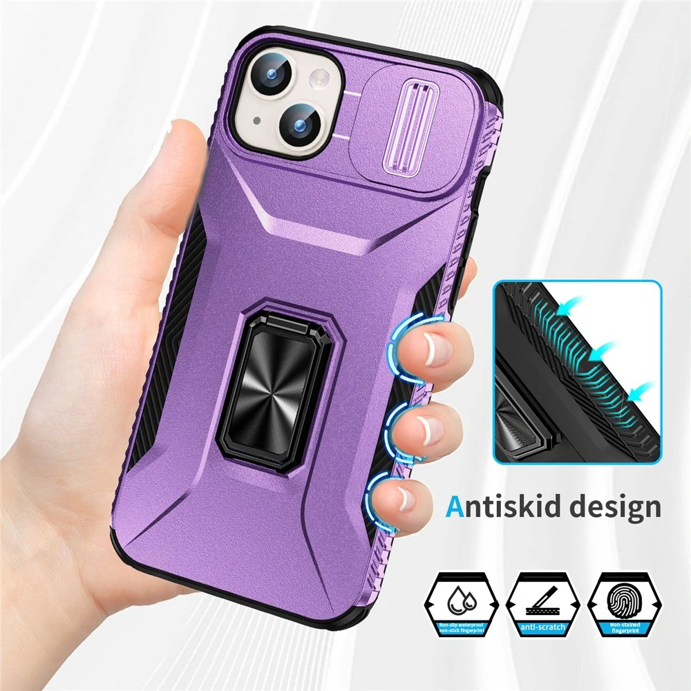Kryt na iPhone 15 Plus odolný s krytkou na fotoaparát fialový